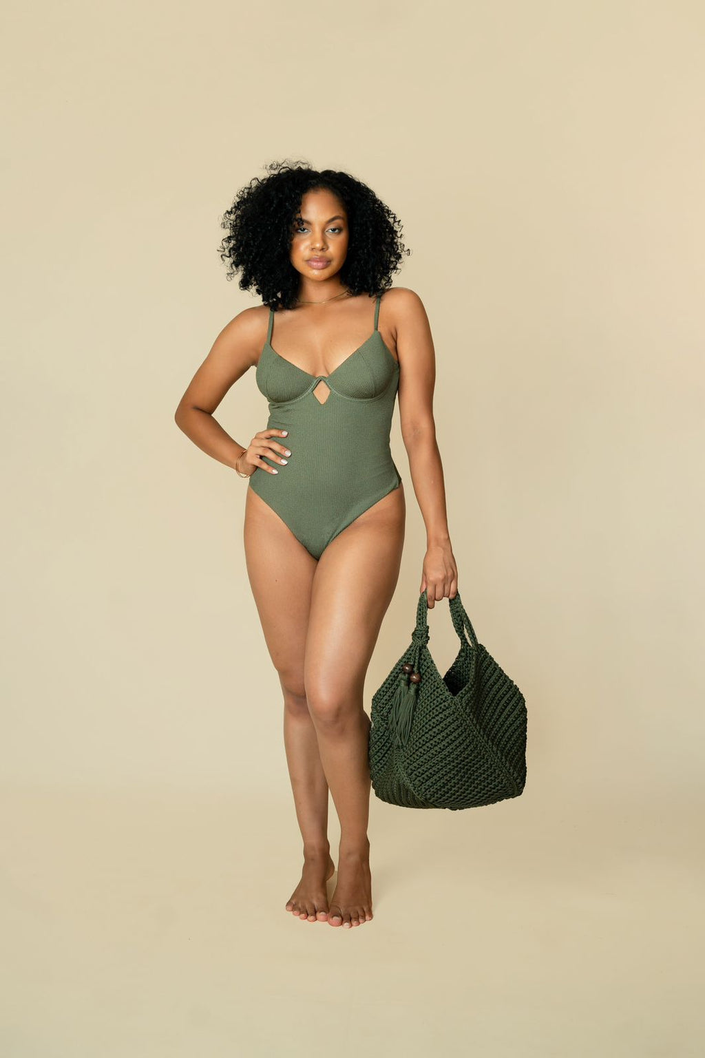 Costume Intero Sirenetta Verde Militare