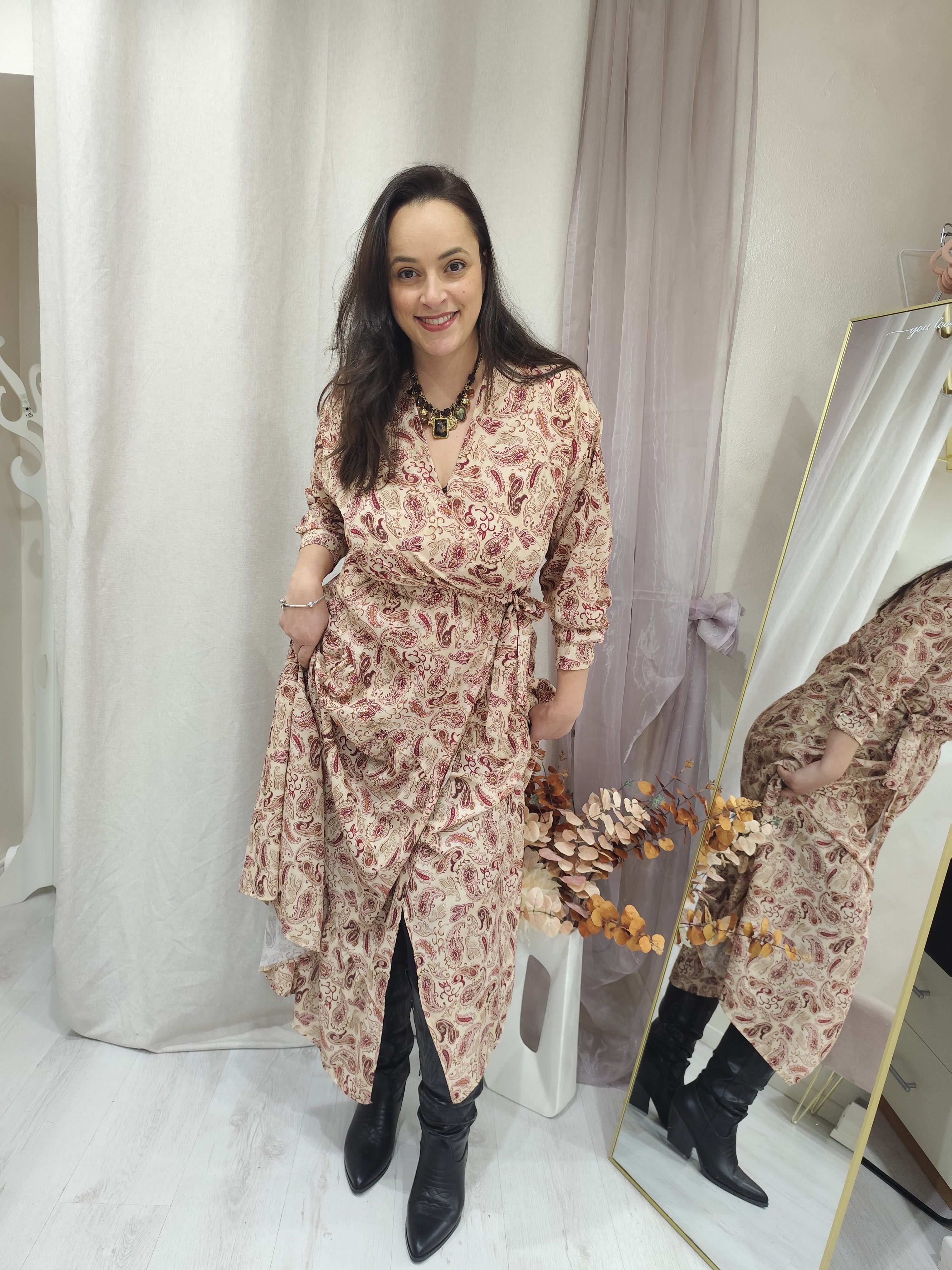 Abito lungo con fiocco