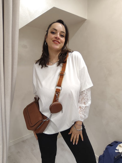 Maglia over maniche in pizzo