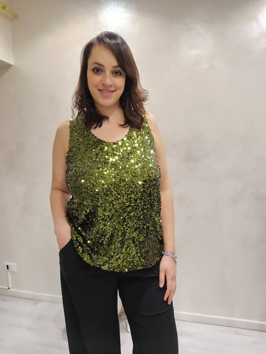 Top in Paiellettes Verde