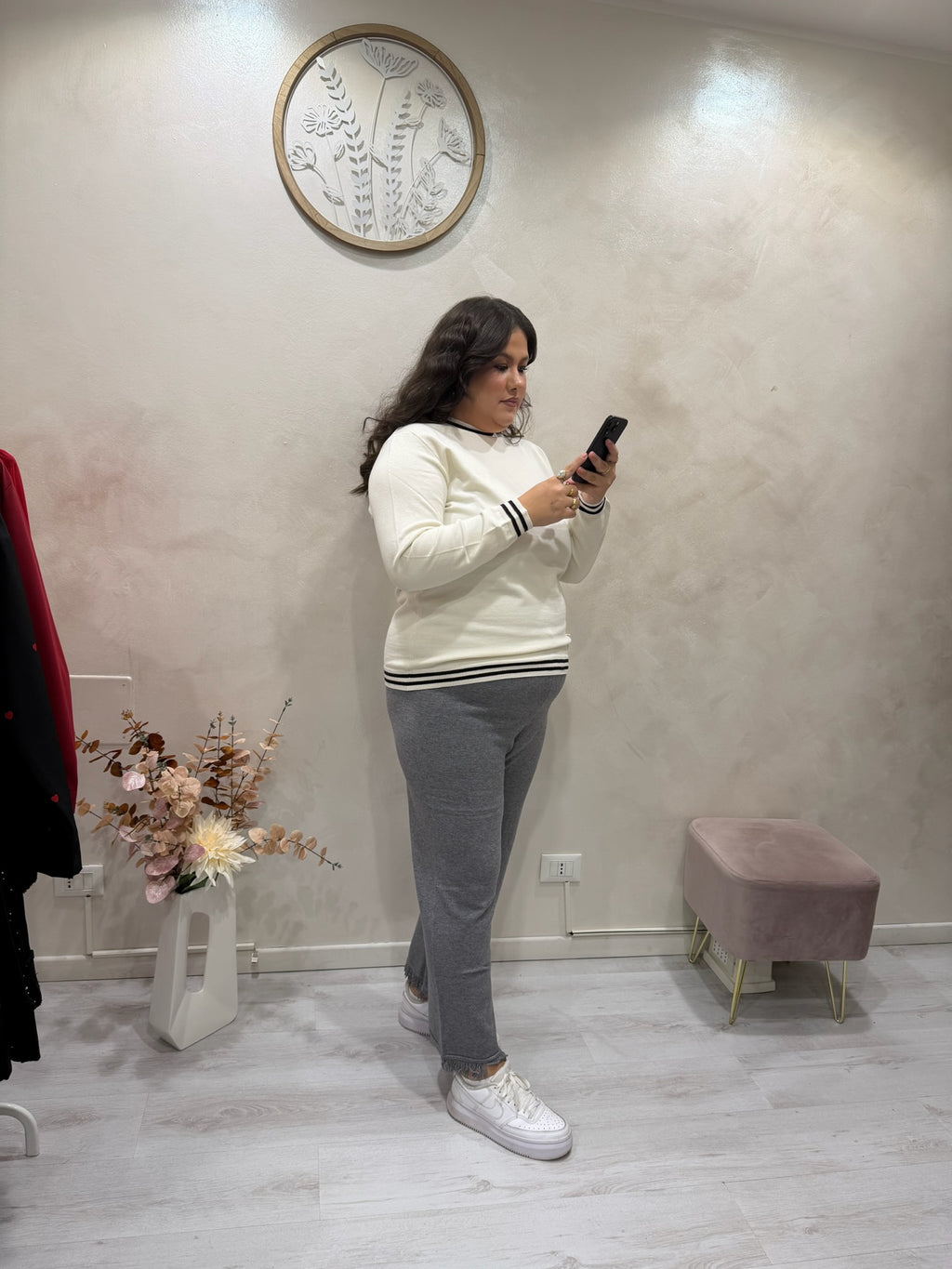 Maglioncino riga Panna - Sophia Curvy