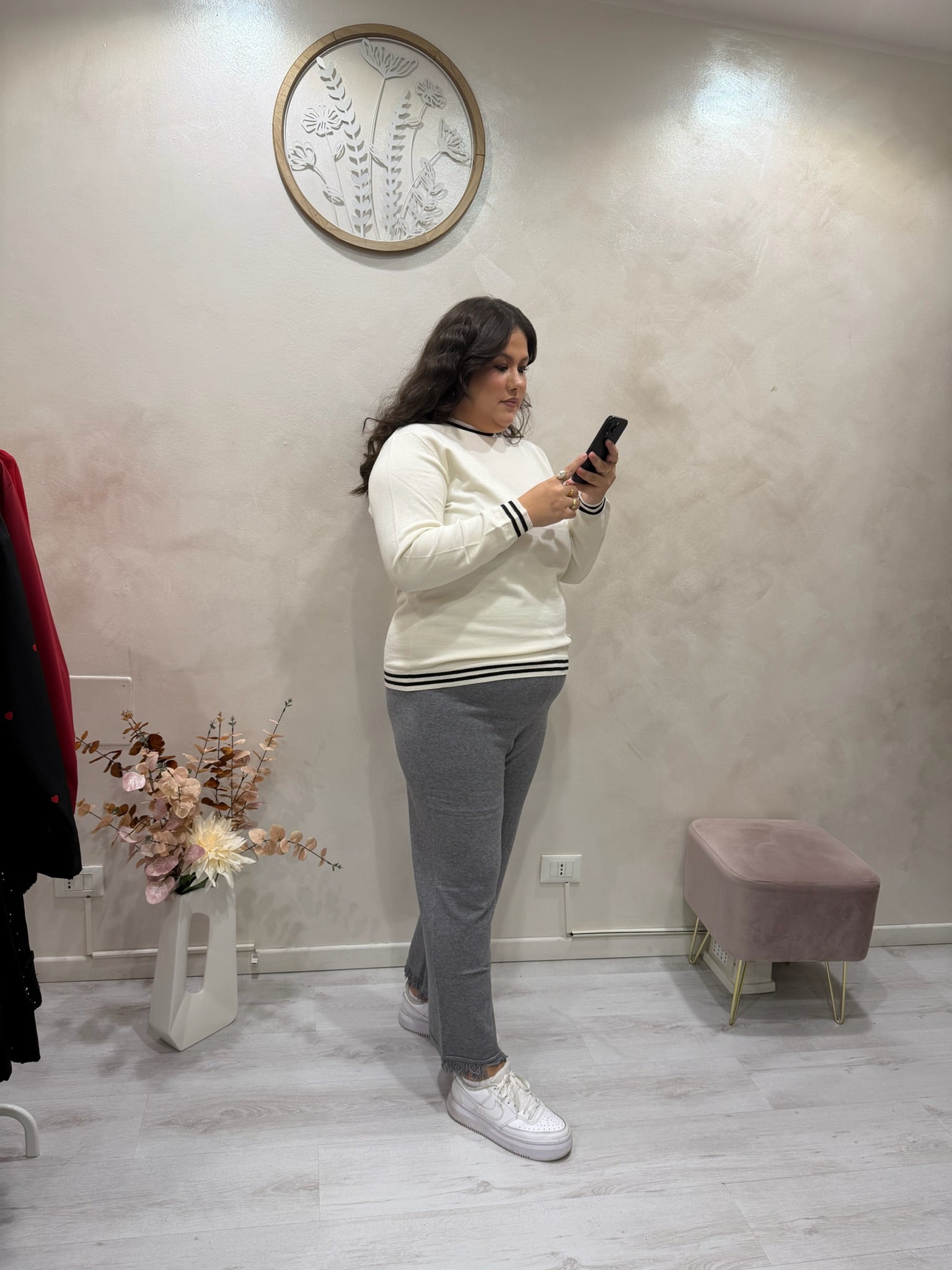 Maglioncino riga Panna - Sophia Curvy