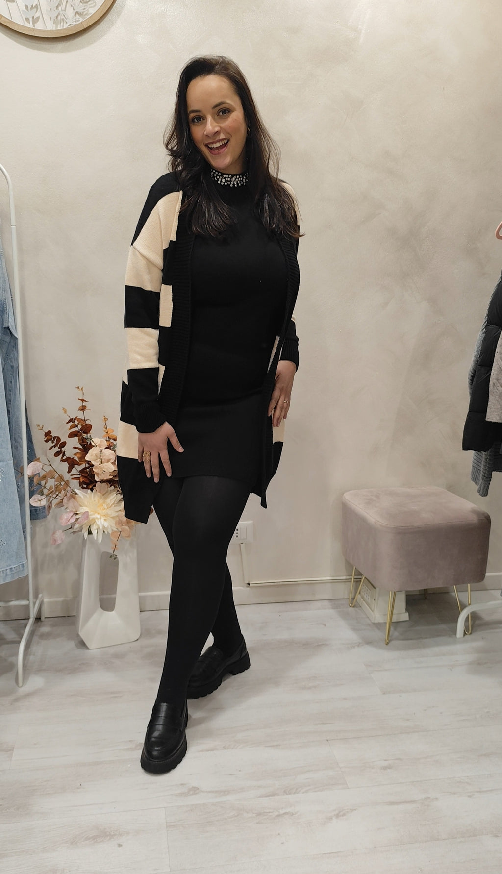 Cardigan lungo a righe