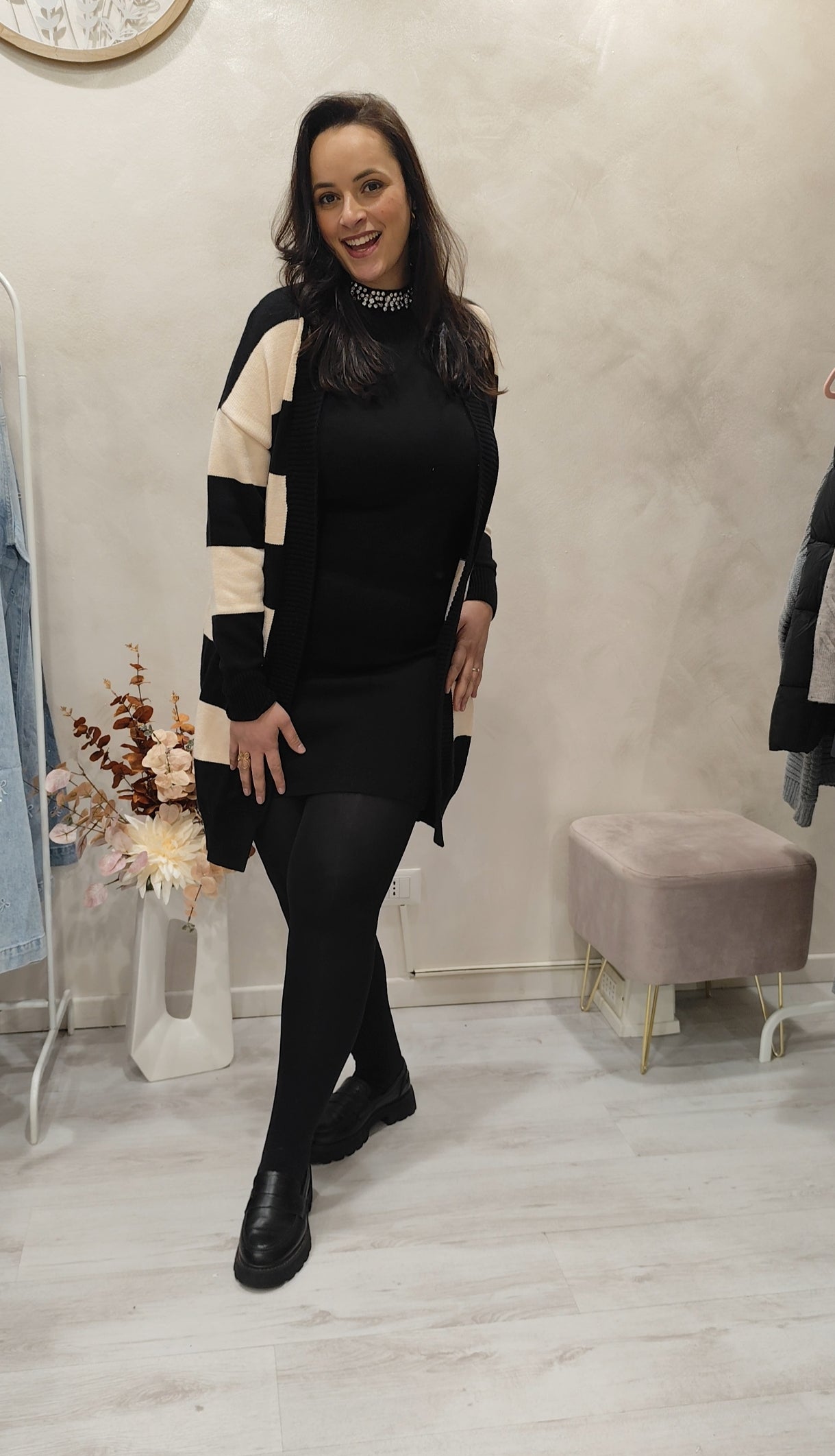 Cardigan lungo a righe