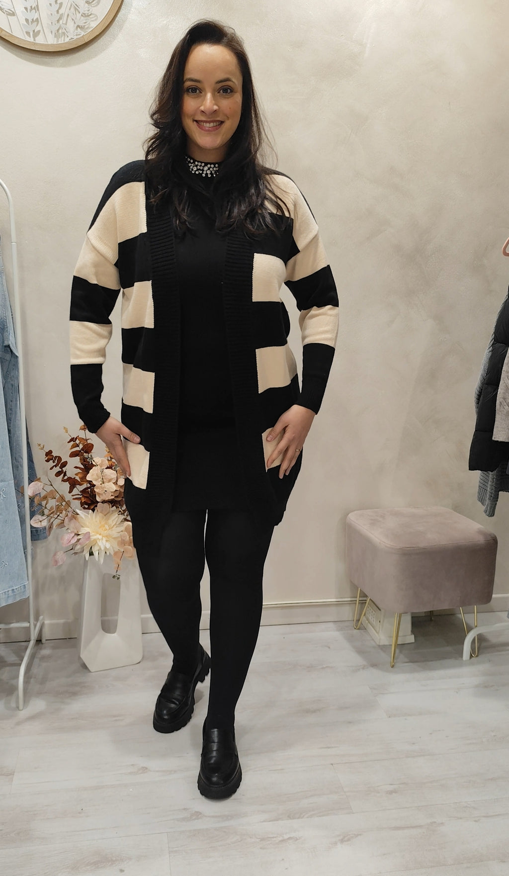 Cardigan lungo a righe