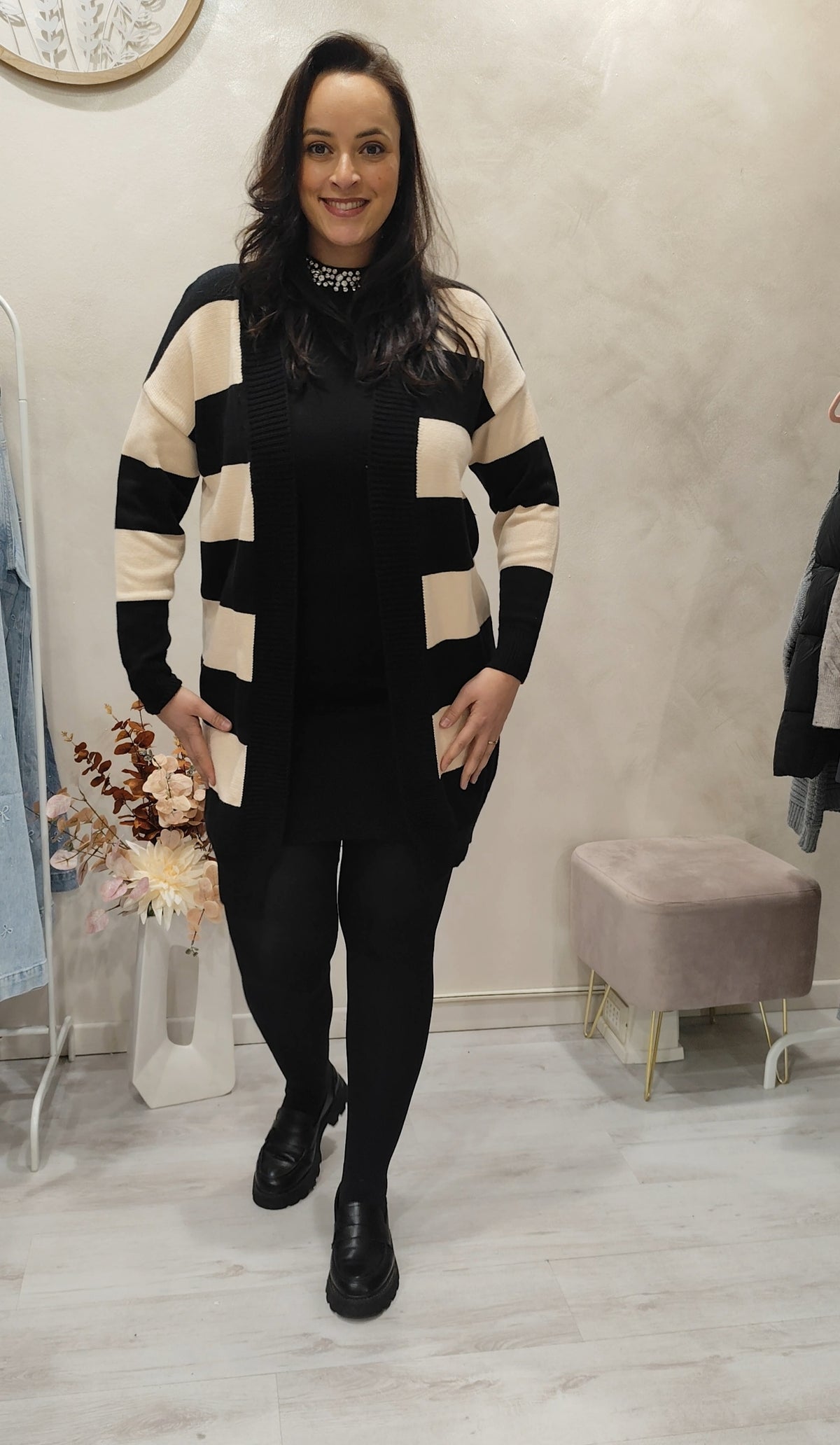 Cardigan lungo a righe
