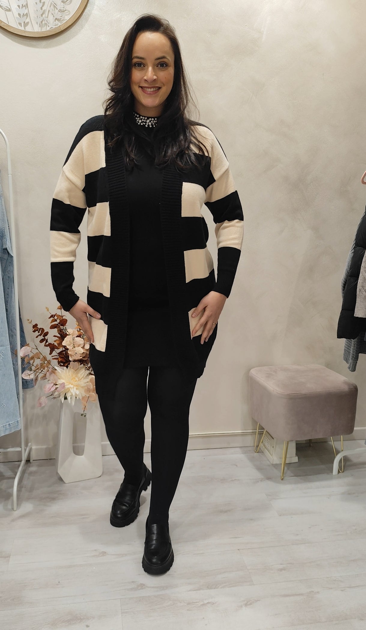 Cardigan lungo a righe