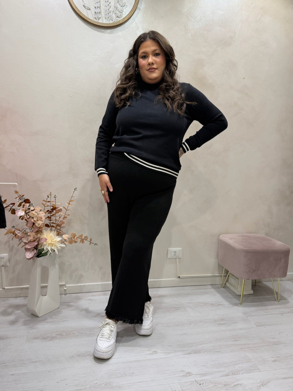 Maglioncino riga Nero - Sophia Curvy