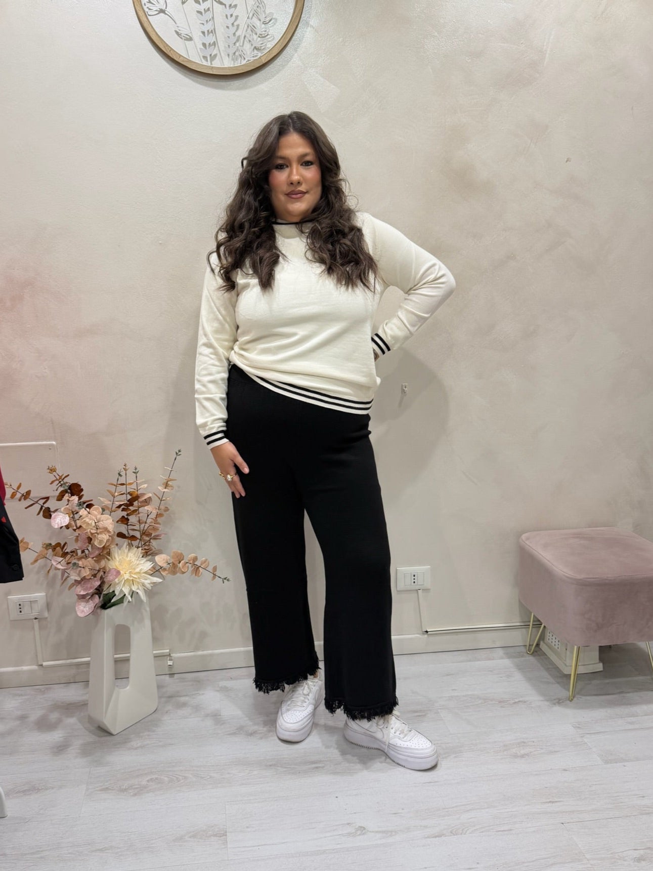 Maglioncino riga Panna - Sophia Curvy